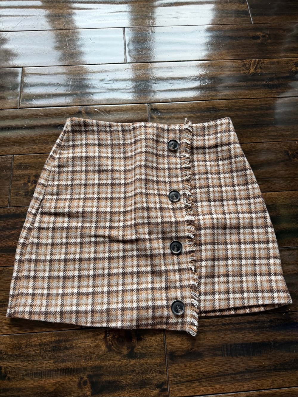 HYFVE Brown Plaid Mini Skirt